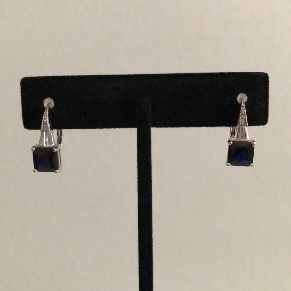 EJI Jewelry CZ and Sapphire-colored Drop Earrings